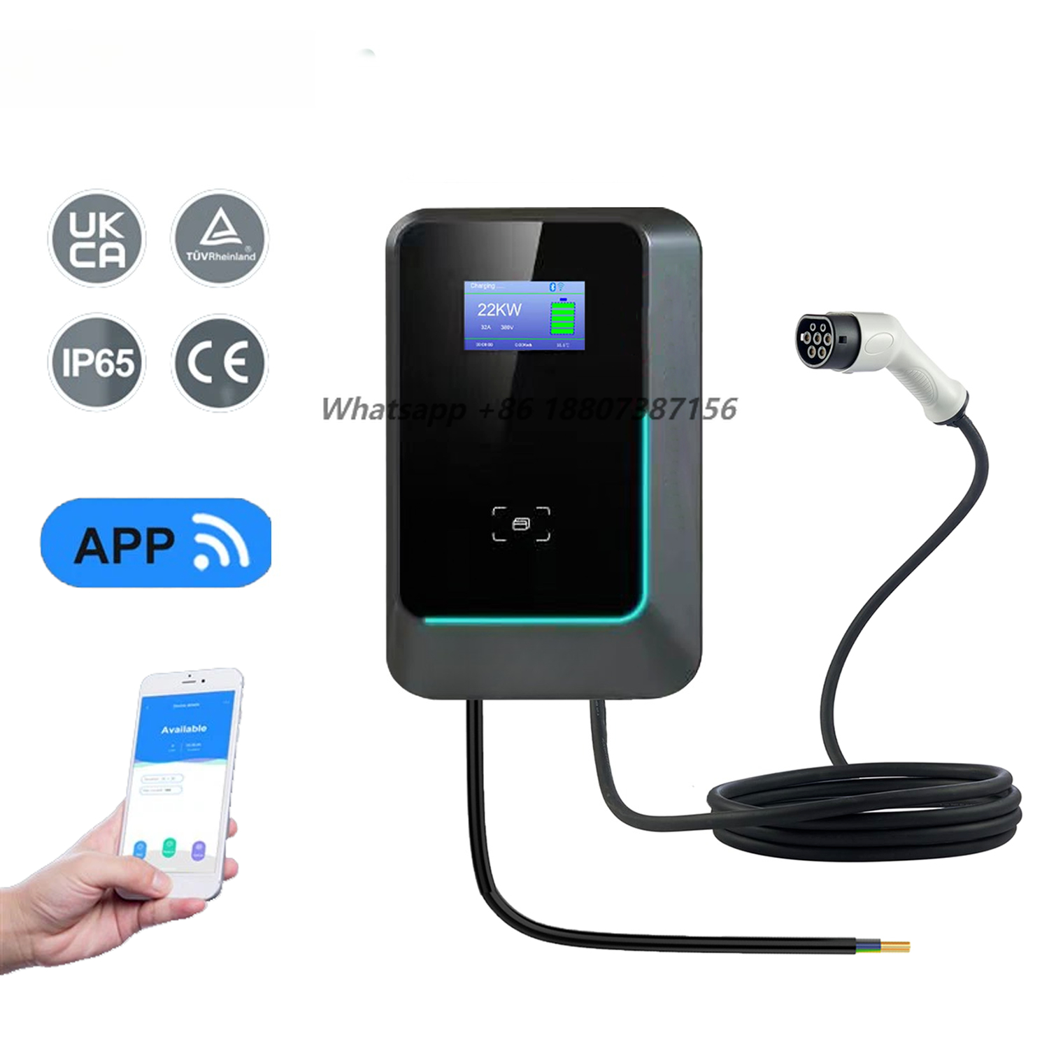 22Kw Wallbox Type 2 Ocpp Rfid - Bomern 7kw 11kw 22kw AC EV